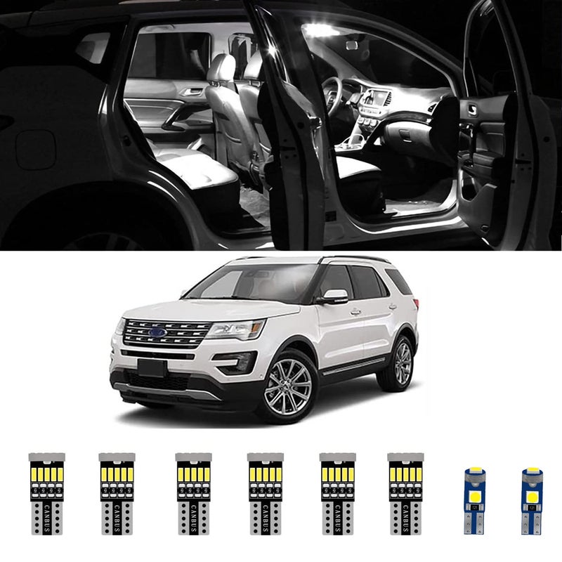 مجموعة أضواء LED داخلية AWALITED 10 قطع، لمبات خريطة وسقف فائقة السطوع لسيارة فورد إكسبلورر 2011 2012 2013 2014 2015 2016 2017 2018 2019 2020 جميع الطرازات
