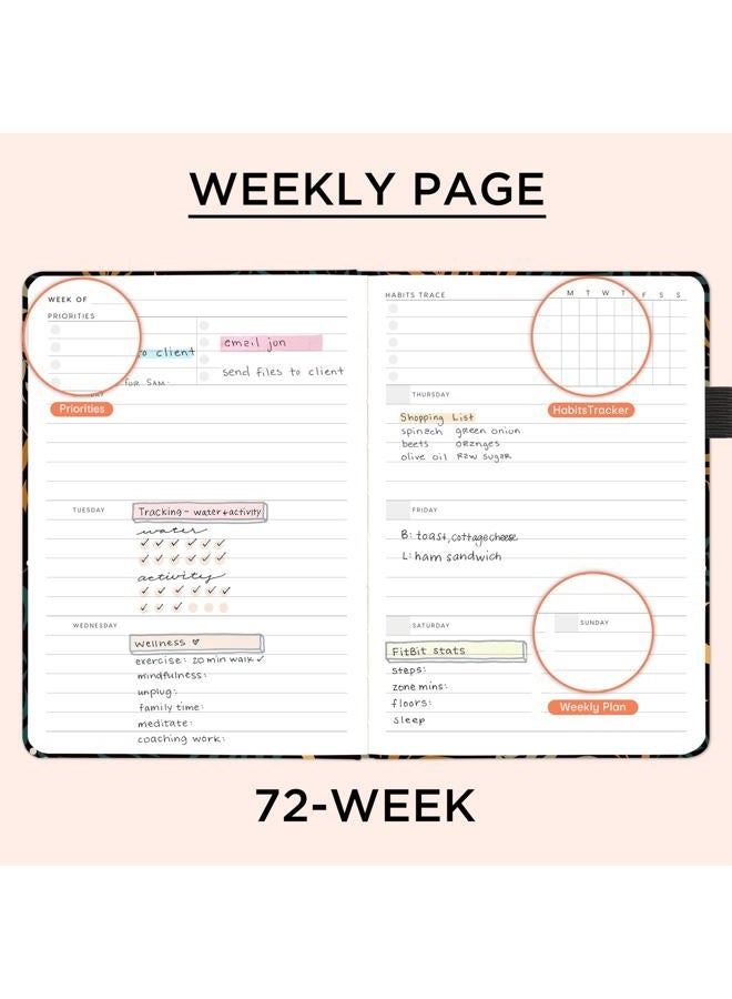 &And Per Se And Per Se Undated Planner, A5 Weekly Calendar Planner, 72 Weeks Hardcover to Track Goals, Planning Book with Monthly Tab Stickers & Back Pocket(Lunar Leaf) - Image 3