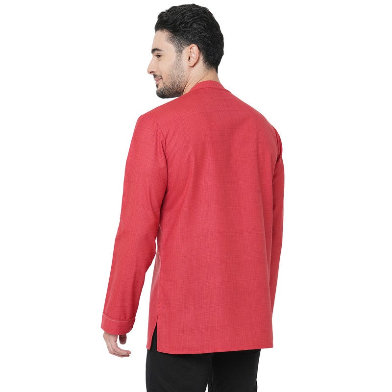 ARCHATTIRE Men’s Red Polycotton Full Sleeve Kurta - Image 2