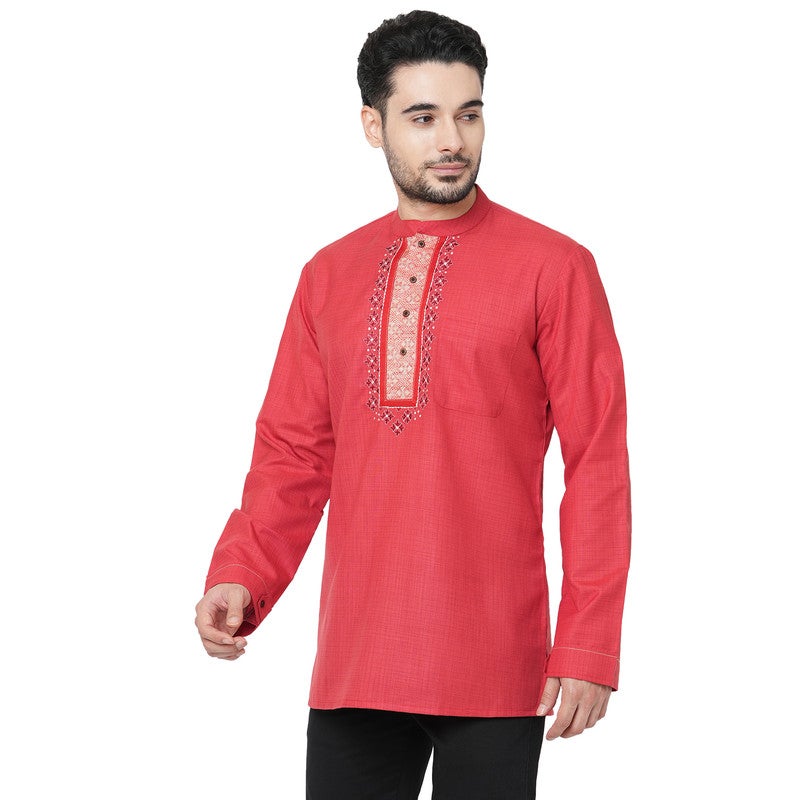 ARCHATTIRE Men’s Red Polycotton Full Sleeve Kurta - Image 5