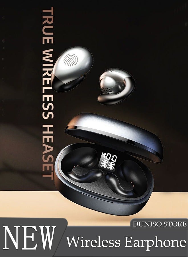 DUNISO Wireless Headphones Bluetooth 5.3 Ear Clip Earphones with Wireless Charging Case Digital Display and Touch Control IPX5 Waterproof for Running Sport Gym - Image 1