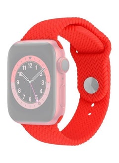 Woven Pattern Silicone Snap Watchband For Apple Watch Series 1/2/3/4/5/6/7/SE 38-40-41mm Red