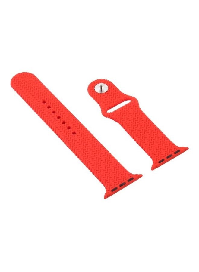NIBEMINENT - Woven Pattern Silicone Snap Watchband For Apple Watch Series 1/2/3/4/5/6/7/SE 38-40-41mm Red - Image 1