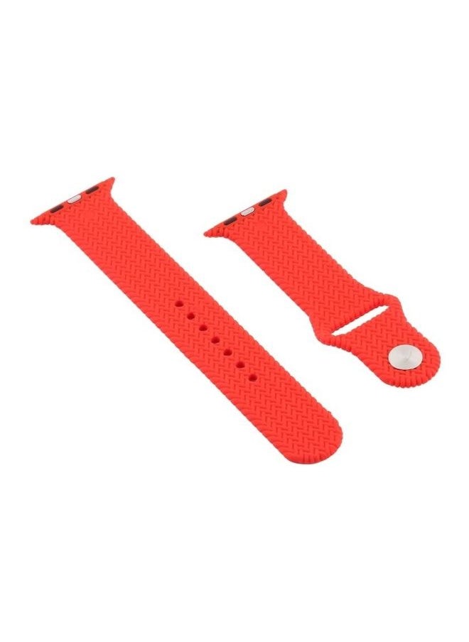 NIBEMINENT - Woven Pattern Silicone Snap Watchband For Apple Watch Series 1/2/3/4/5/6/7/SE 38-40-41mm Red - Image 1