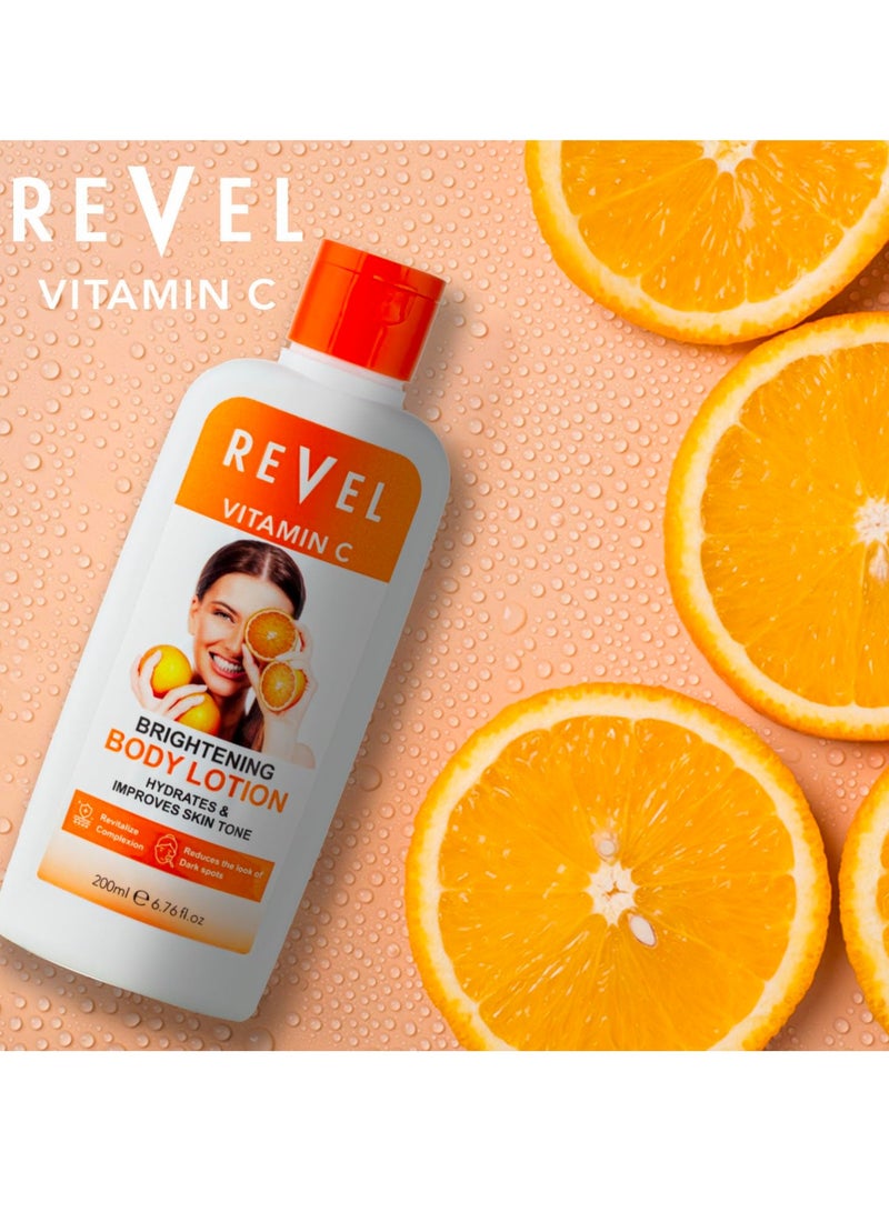 Revel Glow Natural Vitamin C Body Lotion For Unisex 200ml, Orange, Intense Hydration, Improves Skin Tone & Texture, Reduce Dark Spot, Skin Care, bodylotion, fairness, Hand and Body Cream, beauty