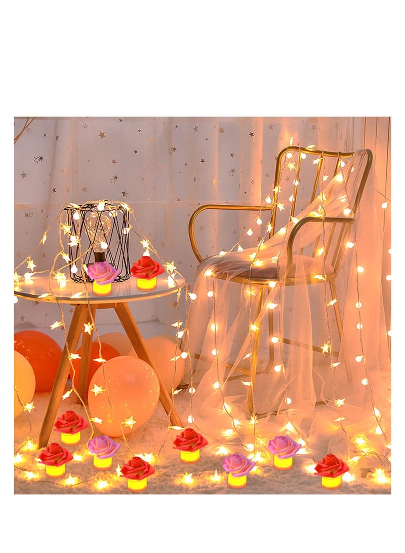 Excefore Artificial Rose Tea Light, 12 Pcs Valentine's Day Rose Petals Flameless LED Candle Lights, Votive Candles Lights, for Romantic Night, Valentine's Day, Wedding Anniversary or Table Décor - Image 5