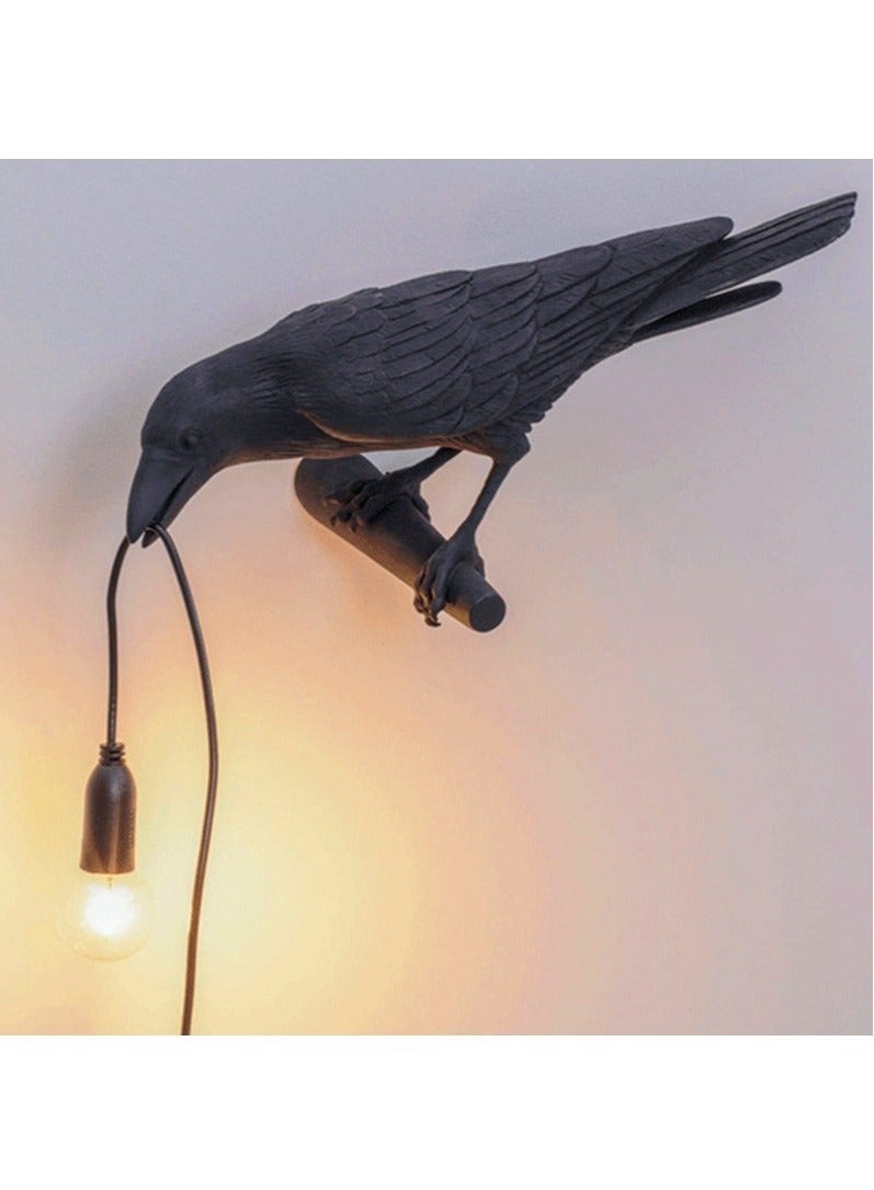Lucky Bird Decorative Night Light, Crow Wall Lamp, Table Lamp, Home Furnishings, Bedroom Bedside, Living Room (Black, Left) - Image 1