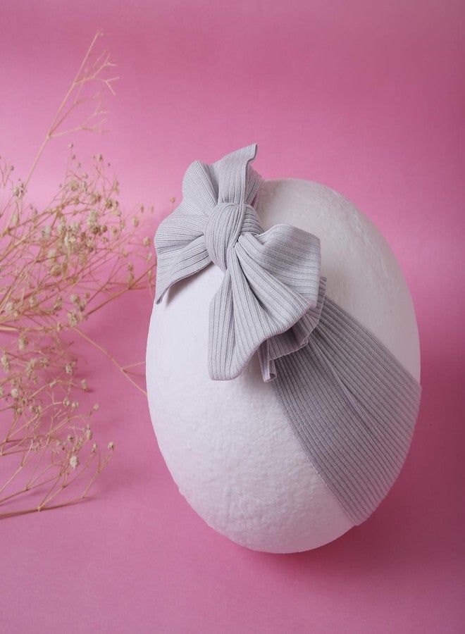 Arendelle Pure Cotton Headband with Grey Bow Knot for Babies (0-2 Years) [AHA399] - Image 4