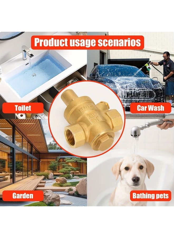 Brass Water Pressure Reducer With Gauge DN15 Half Inch Easy Adjust For Home Building Factory - Image 4