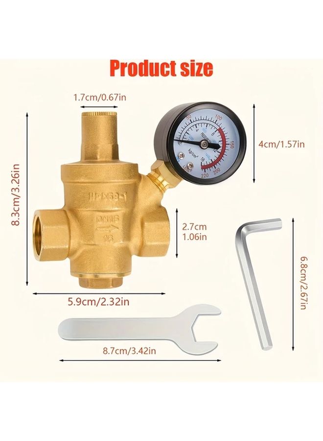 Brass Water Pressure Reducer With Gauge DN15 Half Inch Easy Adjust For Home Building Factory - Image 2