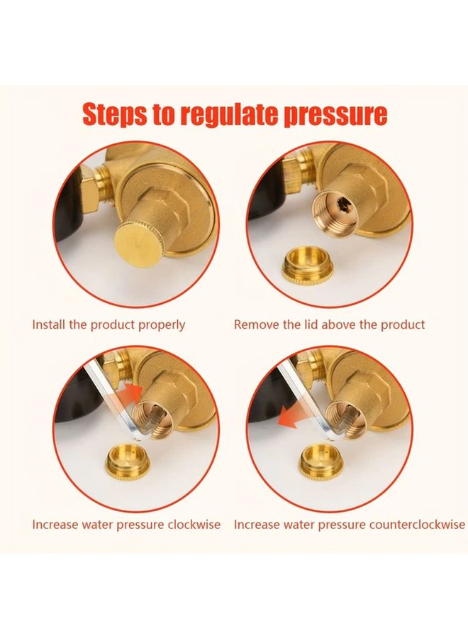 Brass Water Pressure Reducer With Gauge DN15 Half Inch Easy Adjust For Home Building Factory - Image 5