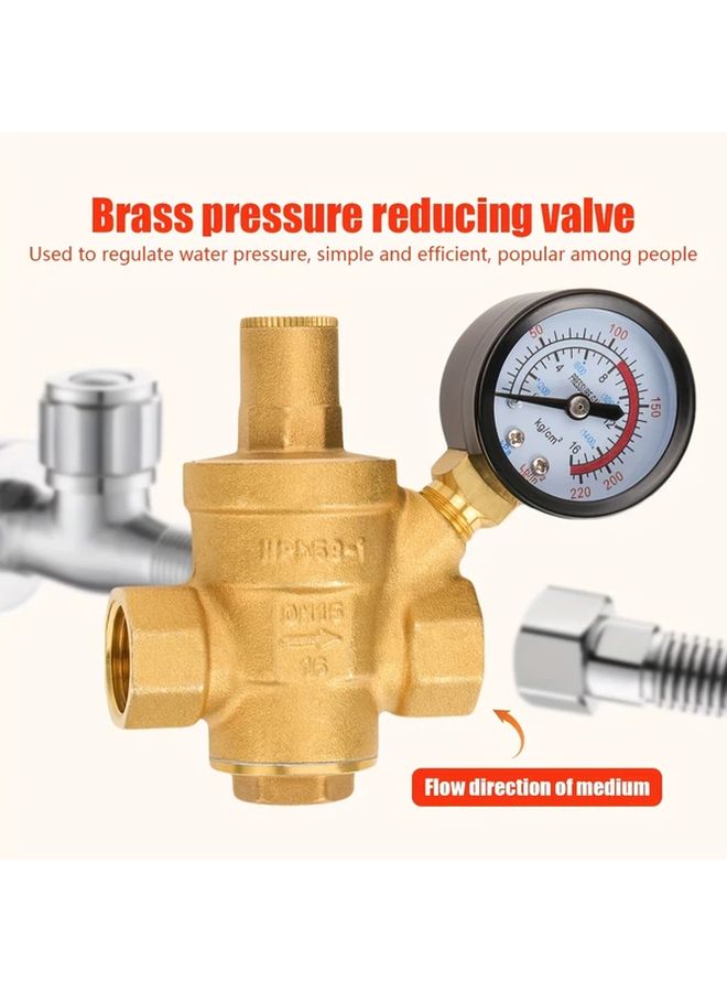 Brass Water Pressure Reducer With Gauge DN15 Half Inch Easy Adjust For Home Building Factory - Image 3