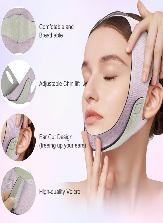 FERNIDA V Line Lifting Mask Chin Strap, FERNIDA Soft V Shaped Face Mask Chin Cheek Lift Band Jaw Exerciser for Women and Men, Pink - Image 2