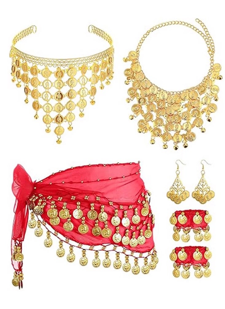Al Aoyama Belly Dance Wrap set Belt Skirt With 128 Gold Coins  - Image 1