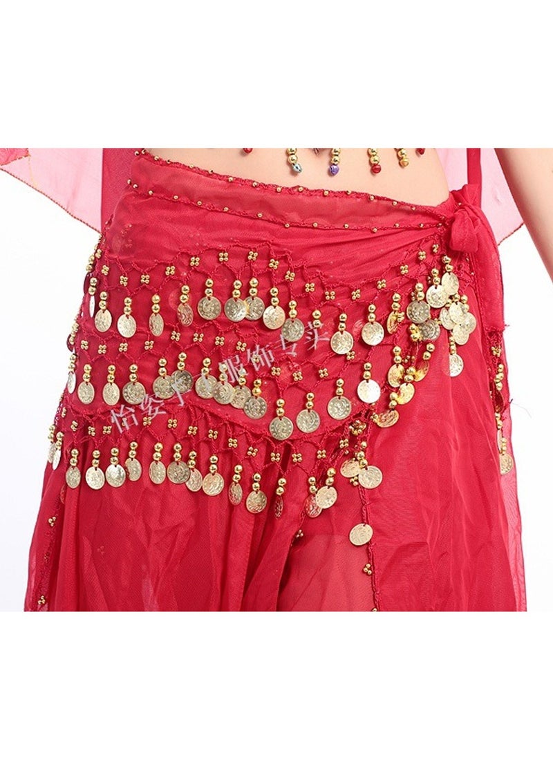 Al Aoyama Belly Dance Wrap set Belt Skirt With 128 Gold Coins  - Image 3