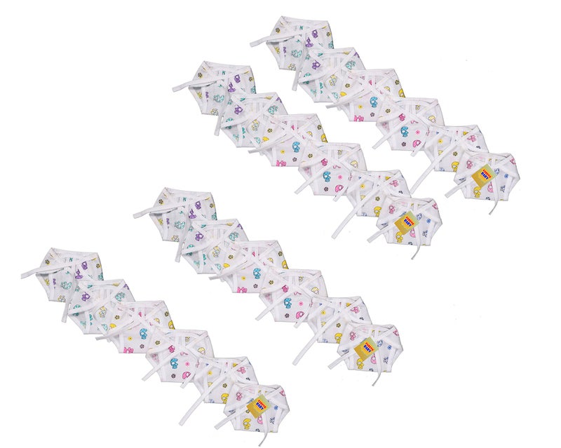 Fareto Baby Cotton Cloth Single Layer Nappies(Indian Style Langots) Pack of 24 Pcs (Multi)(0-6 Months) - Image 5