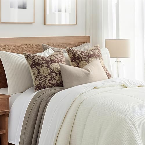 DKwizme Vintage Floral Print Throw Pillow Covers 18x18 Set of 2 Neutral Modern Farmhouse Pillowcases Accent Decorative Cushion Covers Boho Home Decor for Couch Sofa Chair Bed Living Room, Oxblood - Image 5
