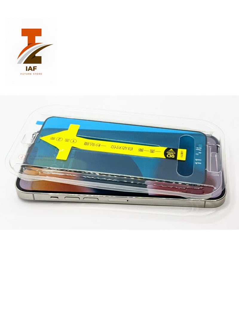 إيف واقي شاشة من الزجاج المقوى الممتاز بمحاذاة تلقائية لهاتف iPhone 12 Pro max 6.7 بوصة مع طقم تثبيت سهل أسود / شفاف