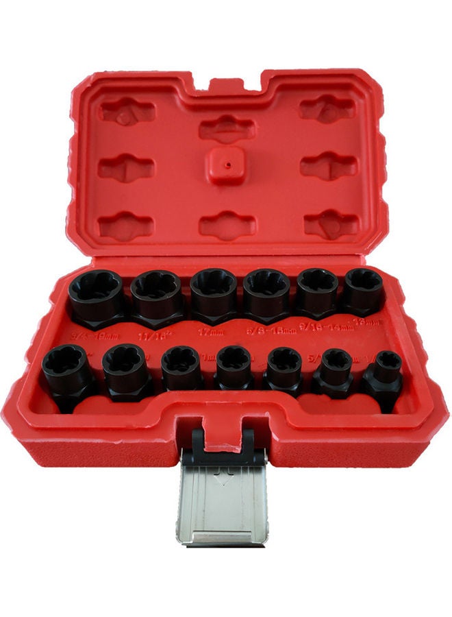 13-Piece Damaged Bolt Removal Socket Set Black 18.00X5.20X12.00cm  - Image 1