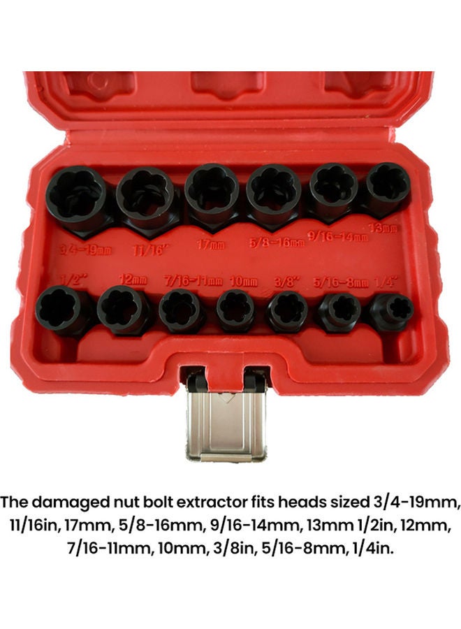 13-Piece Damaged Bolt Removal Socket Set Black 18.00X5.20X12.00cm  - Image 4