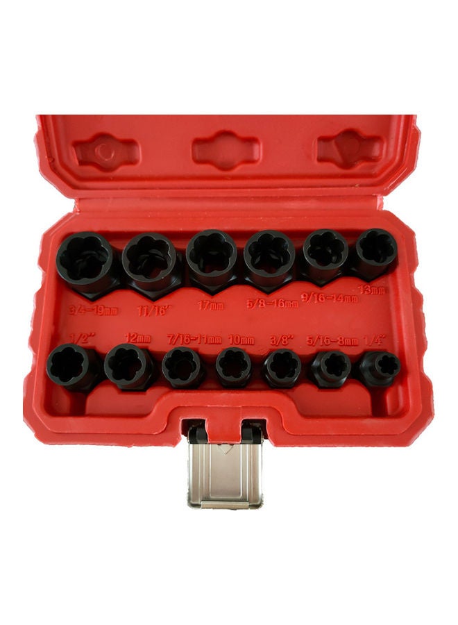 13-Piece Damaged Bolt Removal Socket Set Black 18.00X5.20X12.00cm  - Image 2