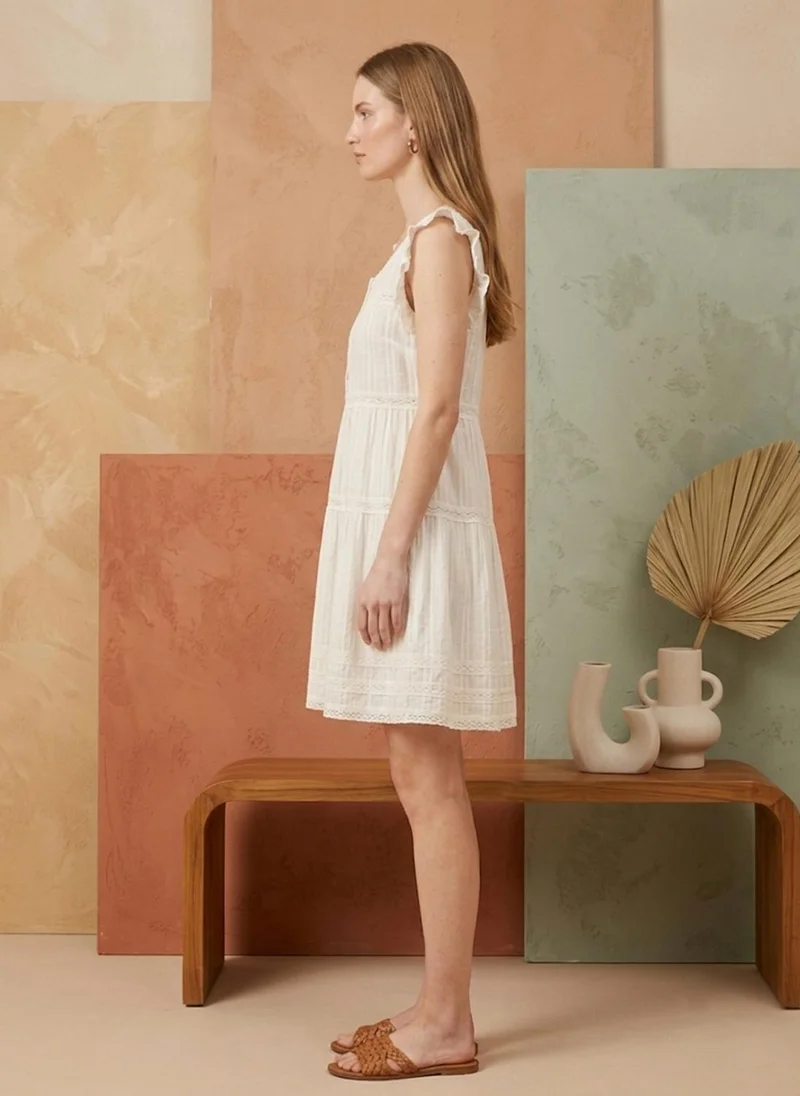 Alaya white Women   Cotton Frock Top -AL3711 for Women | Best Price UAE