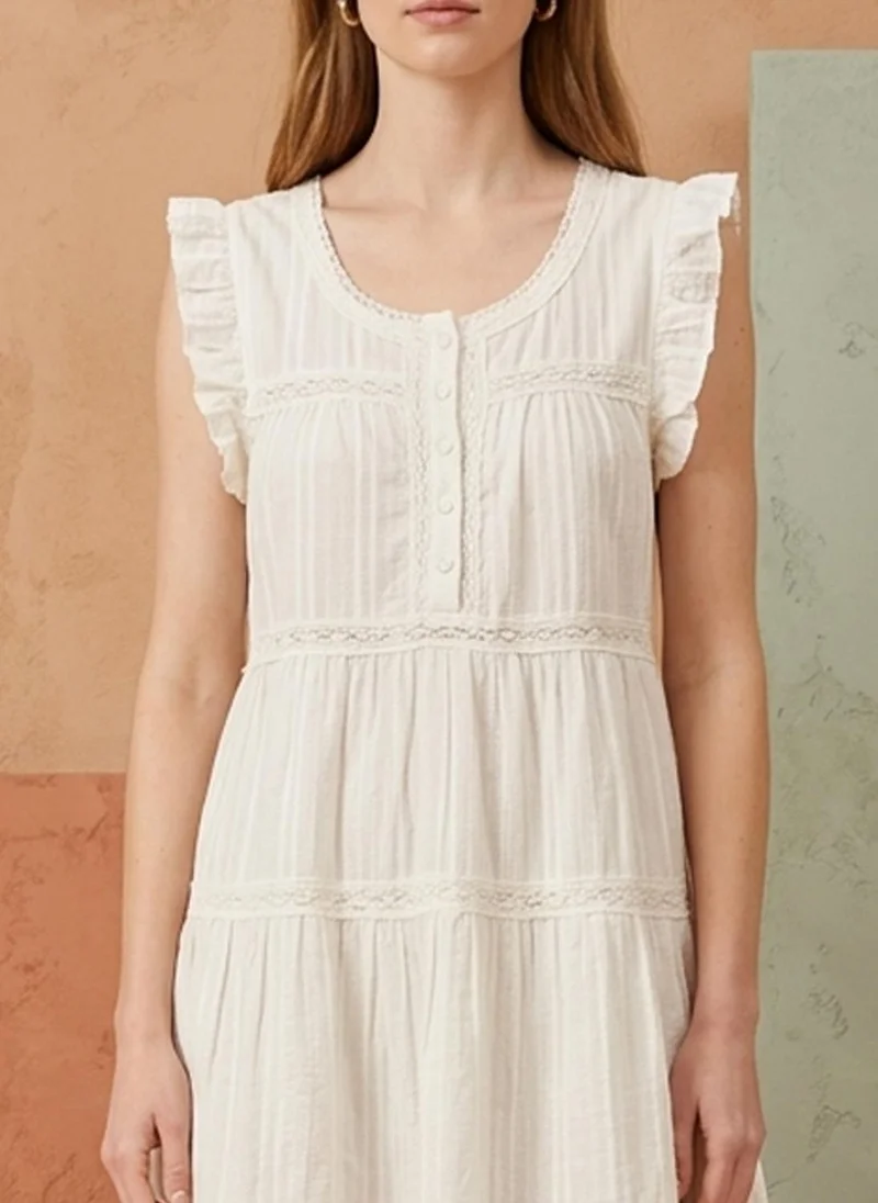 Alaya white Women   Cotton Frock Top -AL3711 for Women | Best Price UAE