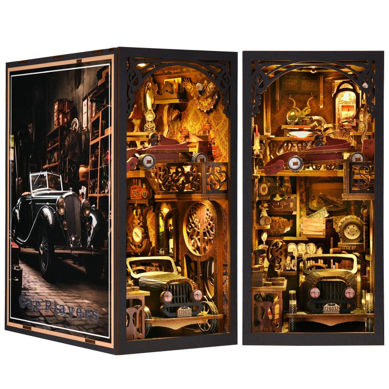 ETKVR Book Nook Kit Book Nook Kits for Adults DIY Booknook Model Build DIY 3D Wooden Puzzle Bookend Booknook Bookshelf Insert Miniature Dollhouse Kit for Home Decoration - Image 3