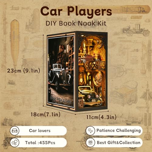 ETKVR Book Nook Kit Book Nook Kits for Adults DIY Booknook Model Build DIY 3D Wooden Puzzle Bookend Booknook Bookshelf Insert Miniature Dollhouse Kit for Home Decoration - Image 5