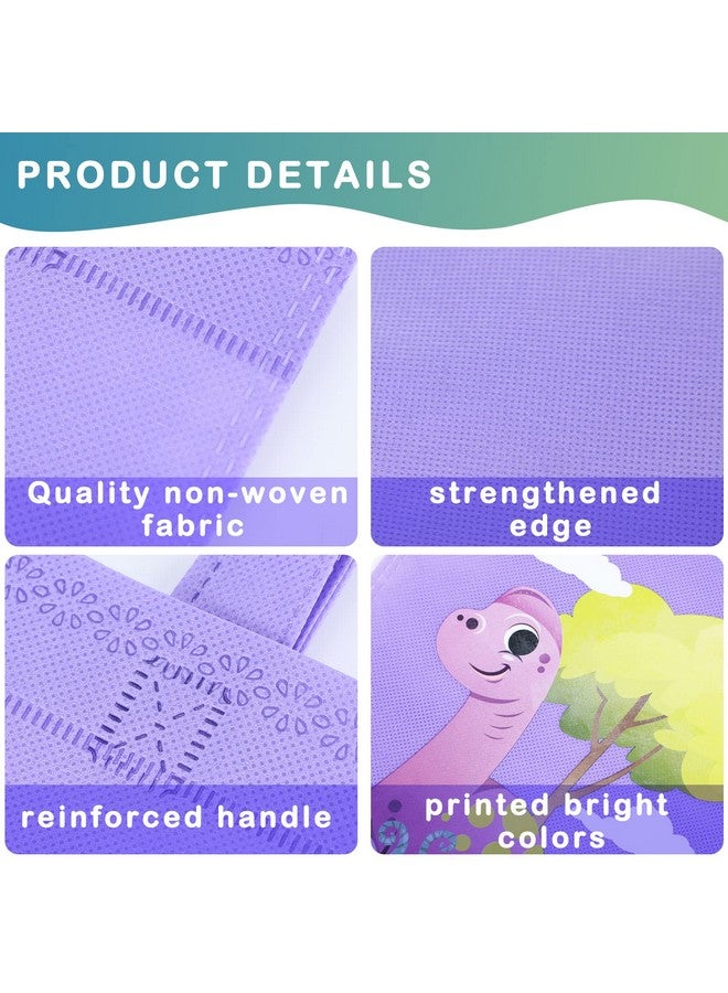 Ferraycle 24 Pcs Dinosaur Party Favor Bags With Handles Dinosaur Birthday Party Supplies Dino Non Woven Goodie Bags Reusable Dinosaur Gift Bag For Kids Boys Girls Candy Goody Bags Birthday Decoration (Cute) - Image 5