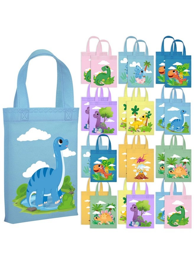 Ferraycle 24 Pcs Dinosaur Party Favor Bags With Handles Dinosaur Birthday Party Supplies Dino Non Woven Goodie Bags Reusable Dinosaur Gift Bag For Kids Boys Girls Candy Goody Bags Birthday Decoration (Cute) - Image 1