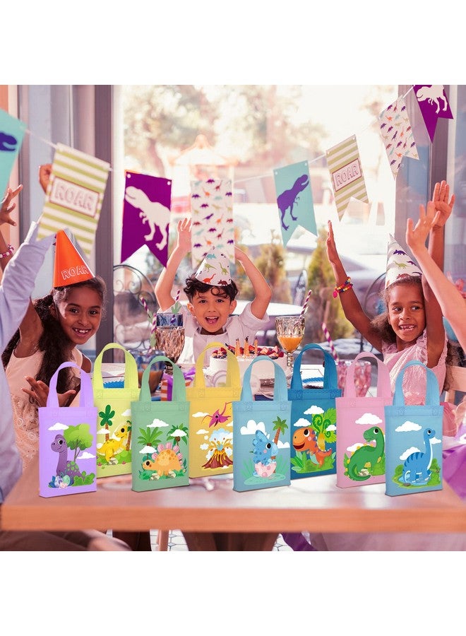 Ferraycle 24 Pcs Dinosaur Party Favor Bags With Handles Dinosaur Birthday Party Supplies Dino Non Woven Goodie Bags Reusable Dinosaur Gift Bag For Kids Boys Girls Candy Goody Bags Birthday Decoration (Cute) - Image 3