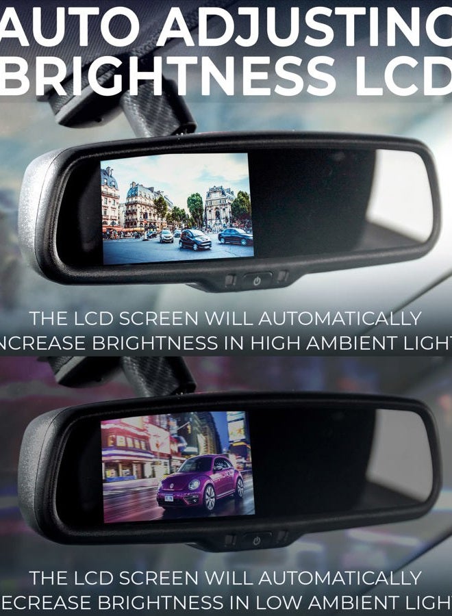 Master Tailgaters OEM Rear View Mirror with 4.3" Auto Adjusting Ultra Bright LCD with Dynamic Parking Lines - Universal Fit - Image 5