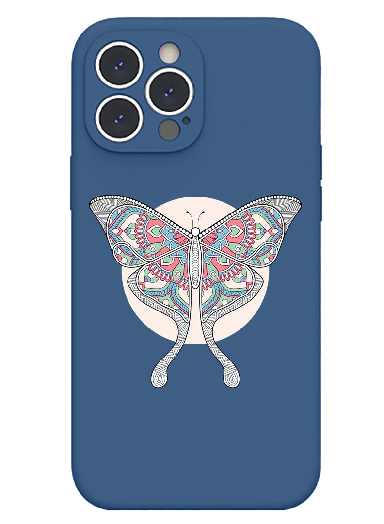 Theodor Protective Slim Fit Case Liquid Silicone Cover with Full Body Protection Anti-Scratch Shockproof Case For iPhone 12 Pro Max Blue  - Buterfly - Image 1