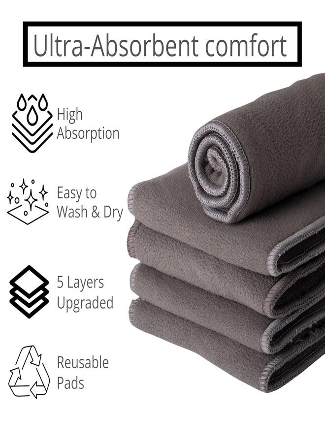 Shemok Reusable Diaper Inserts Pads - Super Absorbent, Washable Cloth Diaper Liners for Babies, Soft & Skin-Friendly, Leak Protection (2, Black, One Size) - Image 4