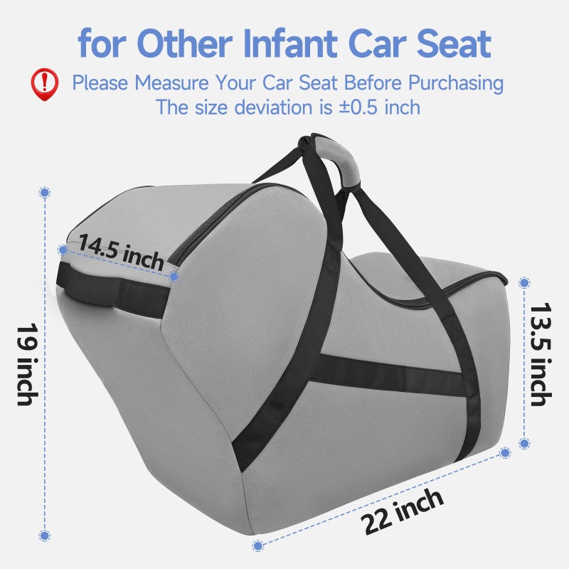 YOREPEK Infant Car Seat Travel Bag Compatible with UPPAbaby MESA V2 and Base,Fit for All Nuna Pipa Car Seat and Base, Padded Car Seat Bags for Air Travel, Carseat Cover for Airplane Travel, Grey - Image 2