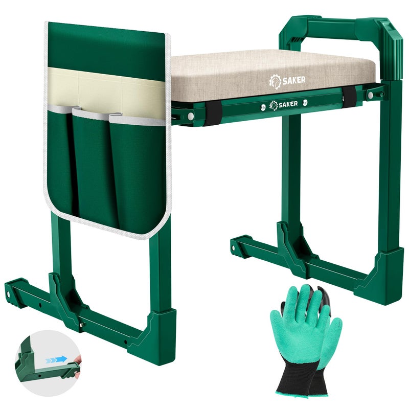 Saker Garden Kneeler and Seat Foldable Gardening Stool with Extendable Legs & Thickened Pad, Tool, Heavy Duty Support for Elderly, Gardening, Outdoor Use - Image 1
