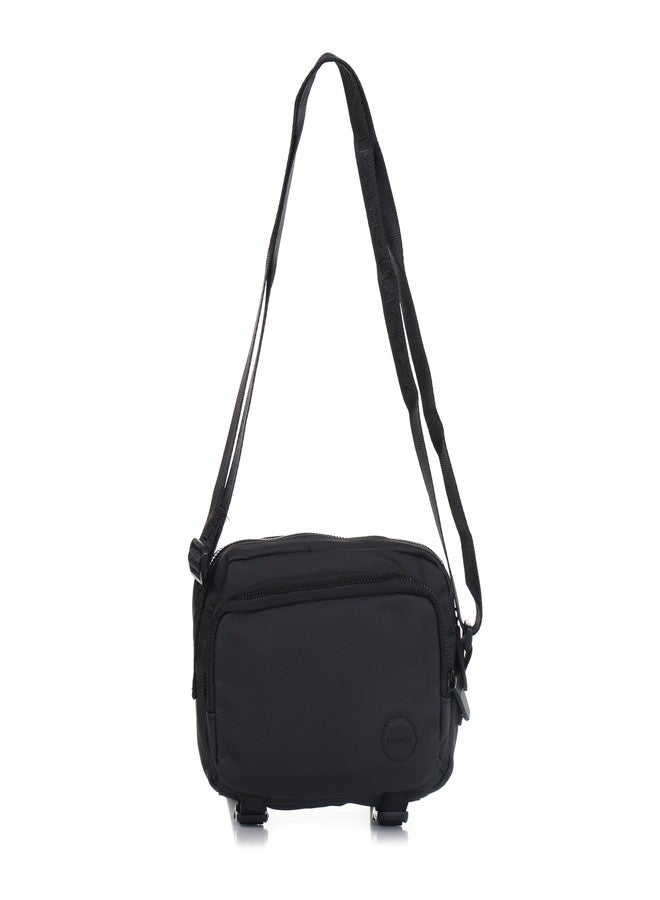 MENSCH Crossbody Bag with Multiple Pockets | Adjustable Strap | Front, Middle, Back, Hidden Zipper Compartments | Perfect for Women (Black) - Image 1