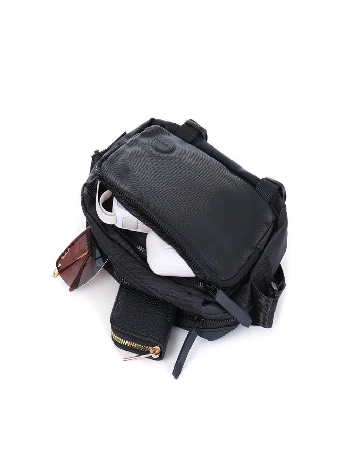 MENSCH Crossbody Bag with Multiple Pockets | Adjustable Strap | Front, Middle, Back, Hidden Zipper Compartments | Perfect for Women (Black) - Image 3