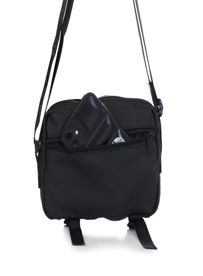 MENSCH Crossbody Bag with Multiple Pockets | Adjustable Strap | Front, Middle, Back, Hidden Zipper Compartments | Perfect for Women (Black) - Image 4