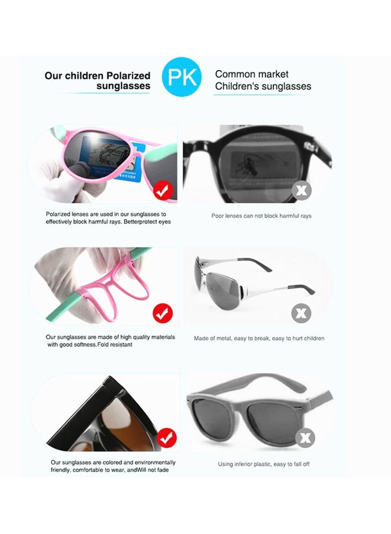 Kids Polarized Sunglasses Rubber Flexible Shades Age 3-9 - Image 4