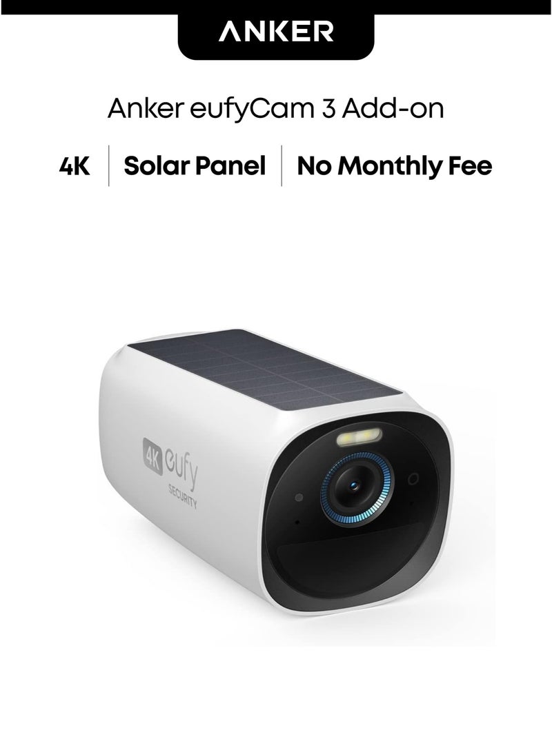 eufy Security EufyCam 3 Add-on Camera, Security Camera Outdoor Wireless, 4K Camera with Integrated Solar Panel, Forever Power, Face Recognition AI, Expandable local storage, Spotlight, No Monthly Fee - Image 1