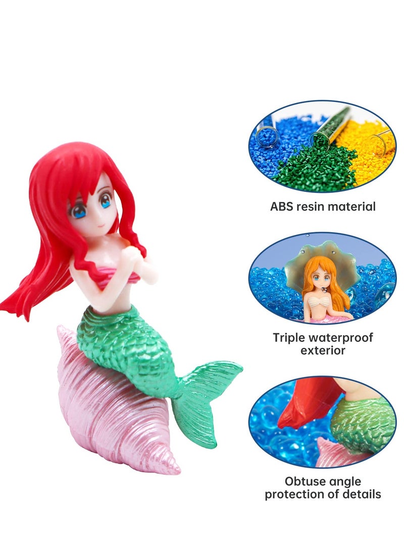 SOLARAE Aquarium Fish Tank Mermaid Ornament, 8 PCS Mermaid Floating Aquarium Decorations Fish Tank Decor Turtle Betta Fish Bowls Kit Decor Fish Toys - Image 5