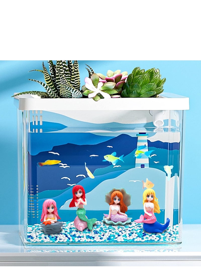 SOLARAE Aquarium Fish Tank Mermaid Ornament, 8 PCS Mermaid Floating Aquarium Decorations Fish Tank Decor Turtle Betta Fish Bowls Kit Decor Fish Toys - Image 4