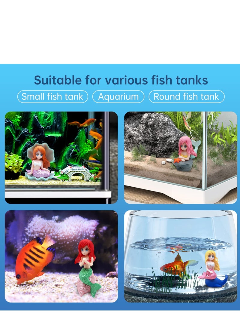 SOLARAE Aquarium Fish Tank Mermaid Ornament, 8 PCS Mermaid Floating Aquarium Decorations Fish Tank Decor Turtle Betta Fish Bowls Kit Decor Fish Toys - Image 3