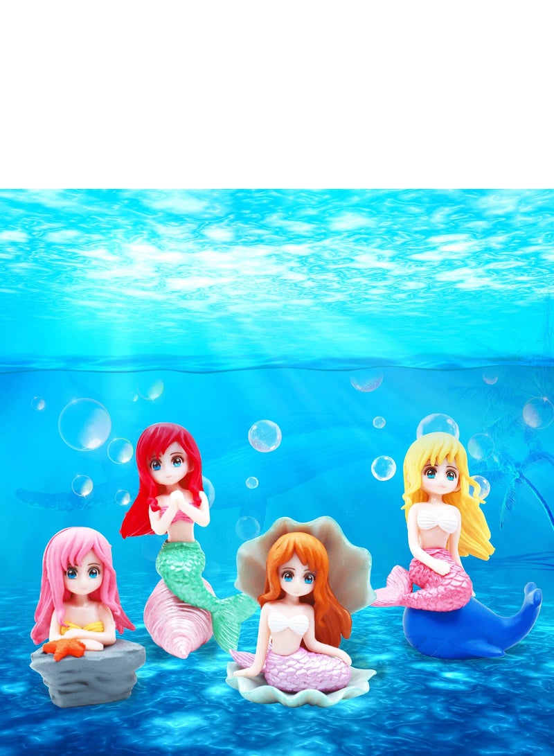 SOLARAE Aquarium Fish Tank Mermaid Ornament, 8 PCS Mermaid Floating Aquarium Decorations Fish Tank Decor Turtle Betta Fish Bowls Kit Decor Fish Toys - Image 1