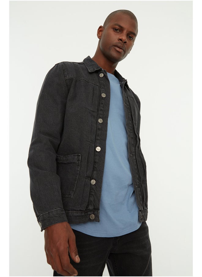 trendyol - Gray Men's Ribbed Denim Jacket - Image 1