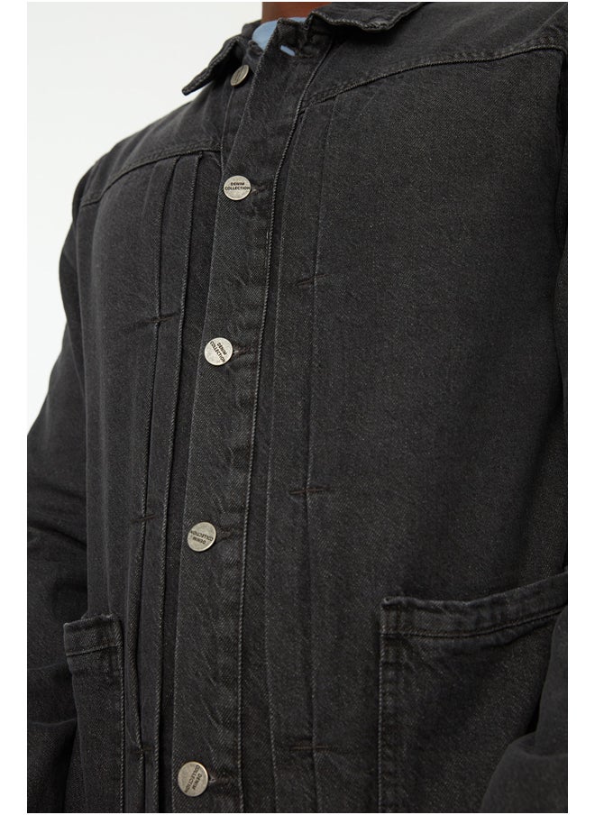 trendyol - Gray Men's Ribbed Denim Jacket - Image 1