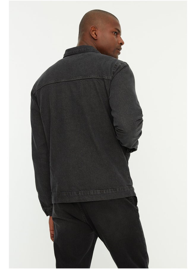 trendyol - Gray Men's Ribbed Denim Jacket - Image 1