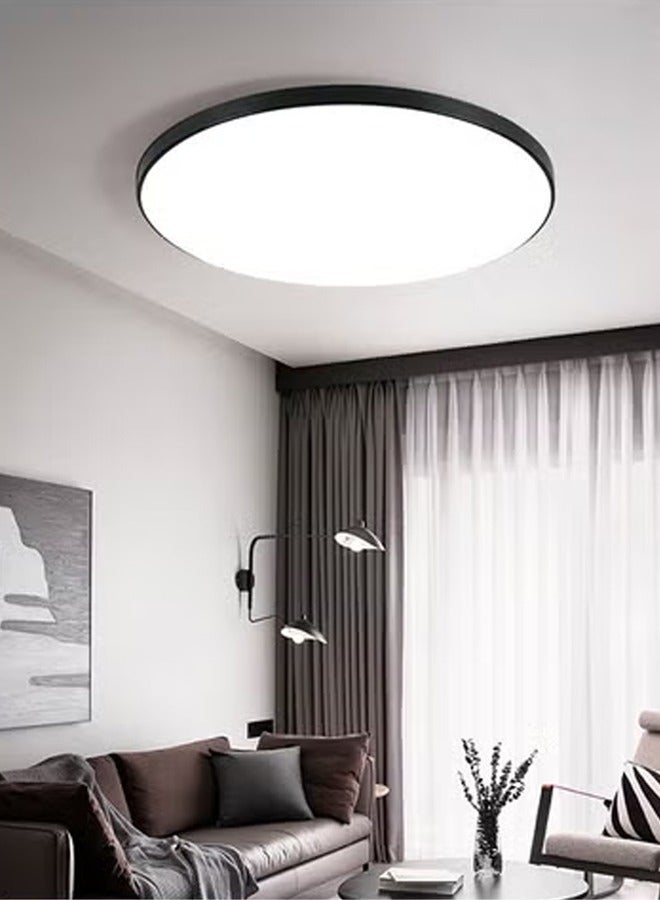 DUNISO LED ceiling light, waterproof PP plastic corridor light, modern ceiling light, dustproof, moisture proof, insect proof, 6500K, 24W, suitable for corridors, living rooms, bedrooms, kitchens,black  - Image 1